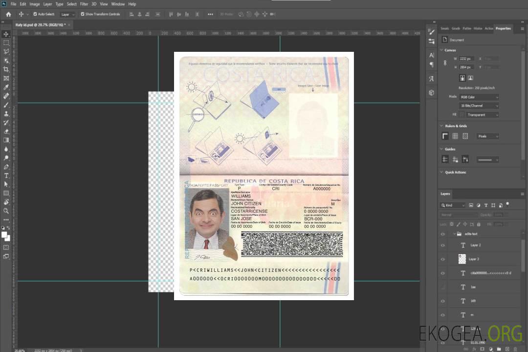 Passeport costaricien template Passeport costaricien template
